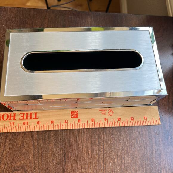 Vtg MCM Stylebuilt Accessories Inc New York Woven Brass Trim Tissue Box Vanity - Picture 10 of 11